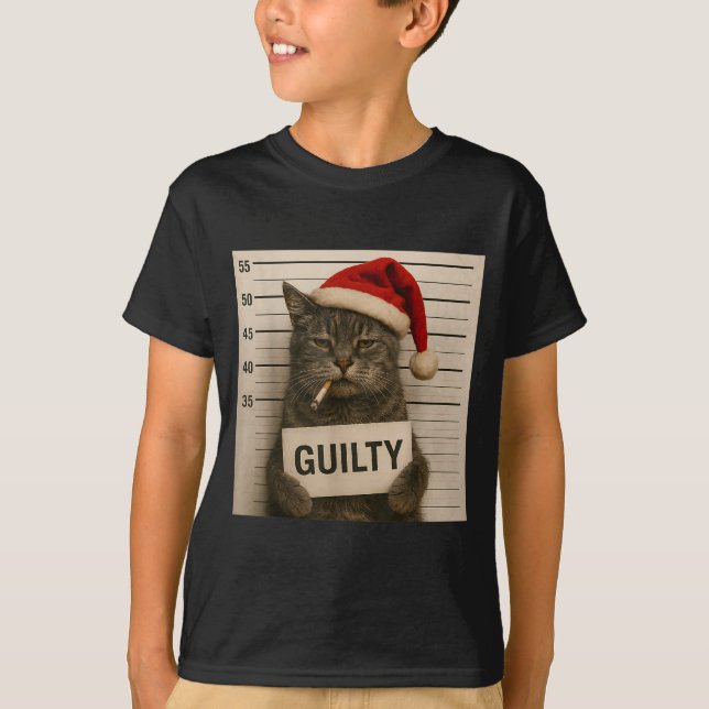 Cat Smoking Cigarette Christmas Funny Meme Cat  T-Shirt (Front)