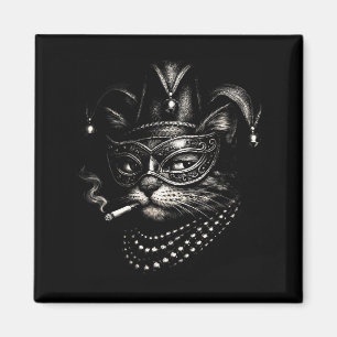 Cat Smoking Cigarette Funny Mardi Gras Cat For Men Magnet