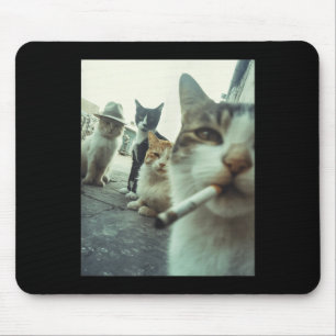 Cat Smoking Funny Gangster Cats Funny Meme Pet Mouse Pad