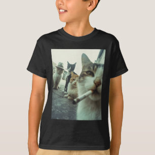 Cat Smoking Funny Gangster Cats Funny Meme Pet T-Shirt