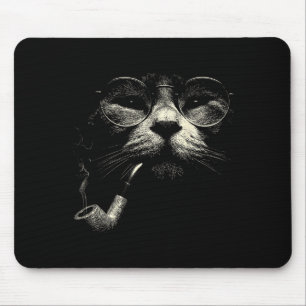 Cat smoking pipe glasses vintage meme grunge 90s o mouse pad