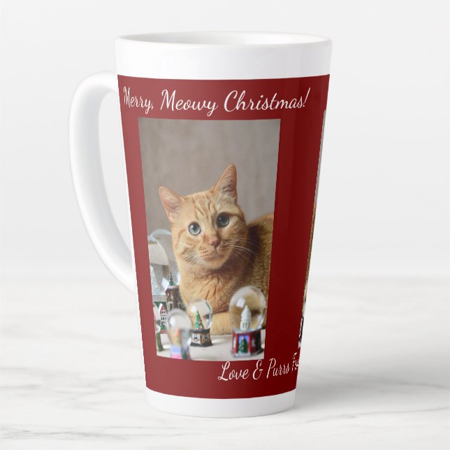 Cat Snow Globe, Image Names Text, Customize,  Latte Mug (Left Angle)