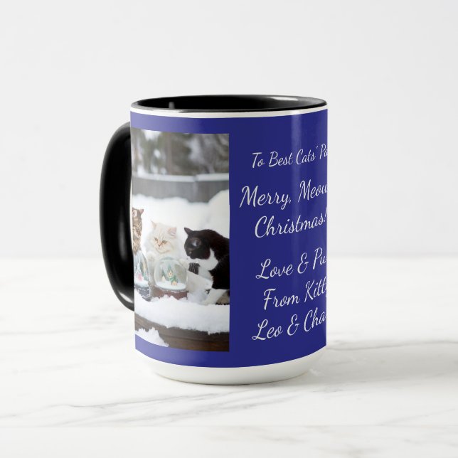 Cat Snow Globe, Image Names Text, Customize,  Mug (Front Left)
