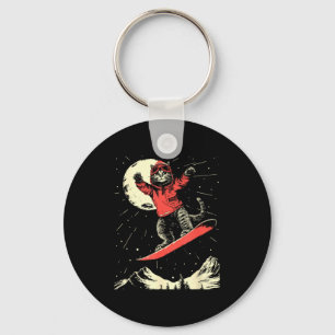 Cat snowboard ski lover for men women kids mountai key ring
