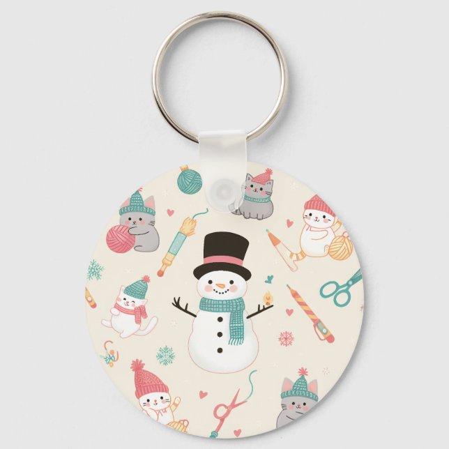 Cat Snowman Keychains (Front)