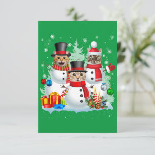 Cat Snowman Santa Christmas Light Cat Mum Cat Dad Thank You Card