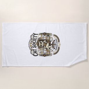 Cat Society Cat Alcohol Bar Humour Vintage Vector  Beach Towel