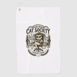 Cat Society Cat Alcohol Bar Humour Vintage Vector Golf Towel