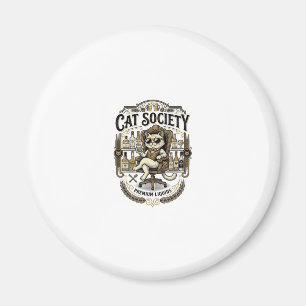Cat Society Cat Alcohol Bar Humour Vintage Vector Magnet