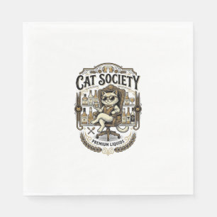 Cat Society Cat Alcohol Bar Humour Vintage Vector Napkin