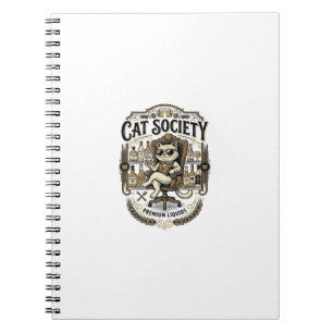 Cat Society Cat Alcohol Bar Humour Vintage Vector Notebook
