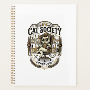 Cat Society Cat Alcohol Bar Humour Vintage Vector Planner