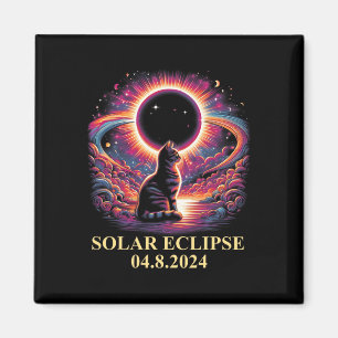 Cat Solar Eclipse 2024 Totality April 8 Men Women Magnet