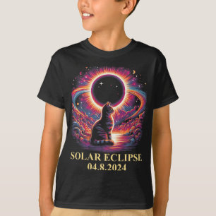 Cat Solar Eclipse 2024 Totality April 8 Men Women  T-Shirt