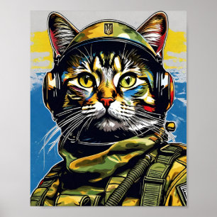 Cat soldier army Ukraine Poster