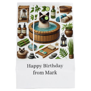 Cat Spa party for Siamese Cat Lovers Medium Gift Bag