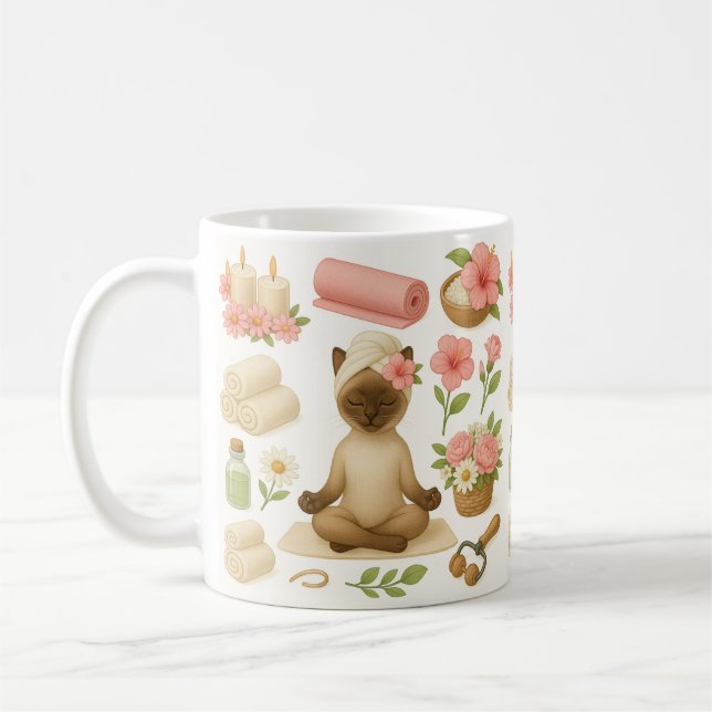 Cat  Spa Themed for Cat Lovers Coffee Mug (Left)