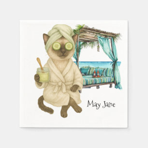 Cat Spa themed for Siamese Cat Lovers Napkin