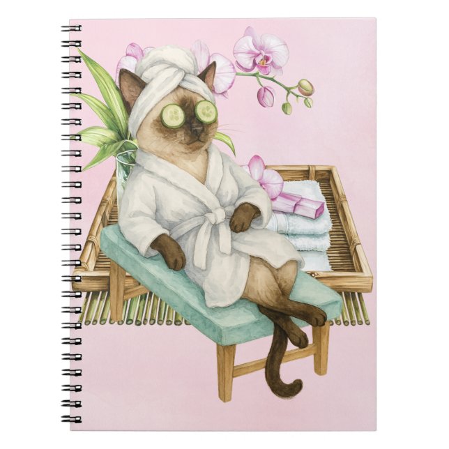 Cat Spa themed for Siamese Cat Lovers Notebook (Front)