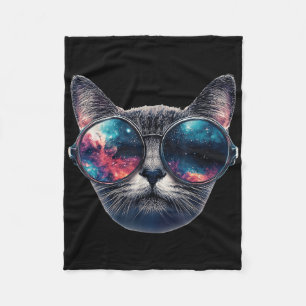 Cat Space Gles Sungles Universe Meme Funny Graphic Fleece Blanket
