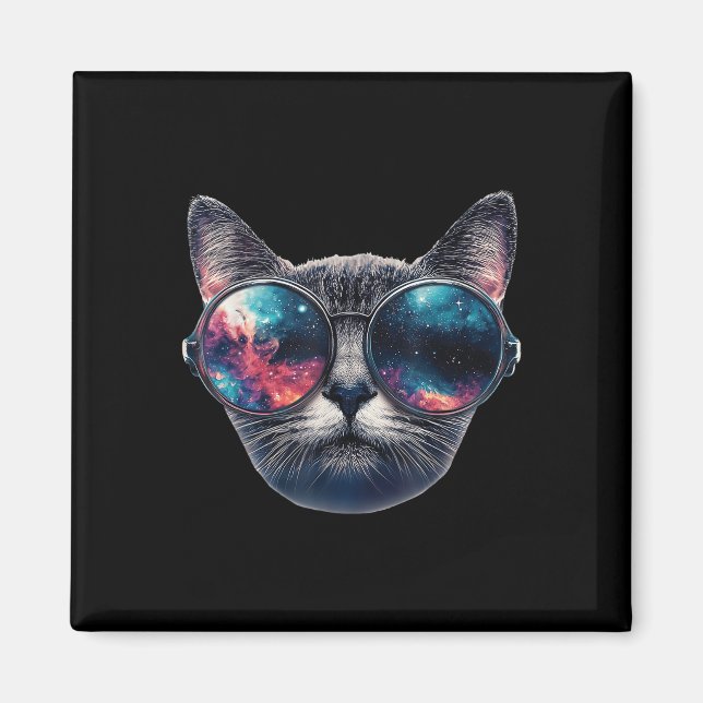 Cat Space Gles Sungles Universe Meme Funny Graphic Magnet (Front)