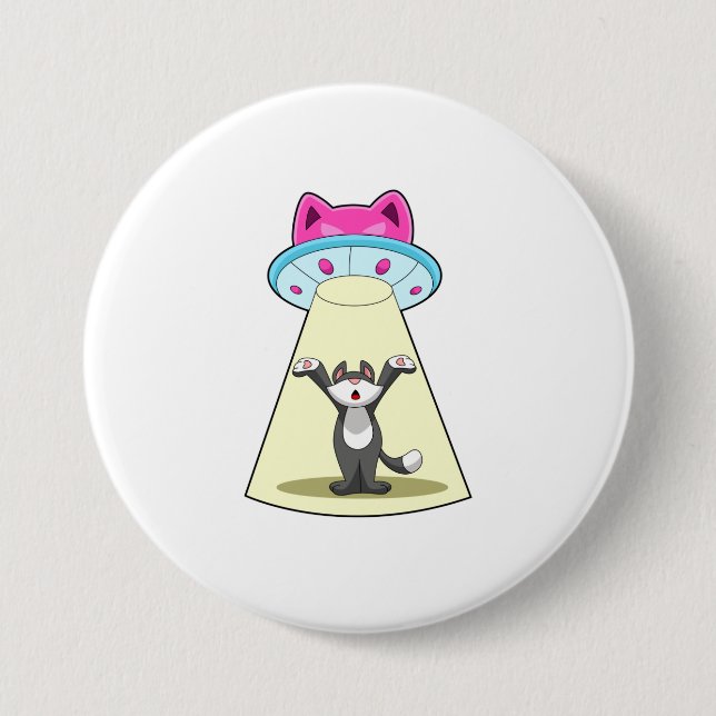 Cat Spaceship 7.5 Cm Round Badge (Front)
