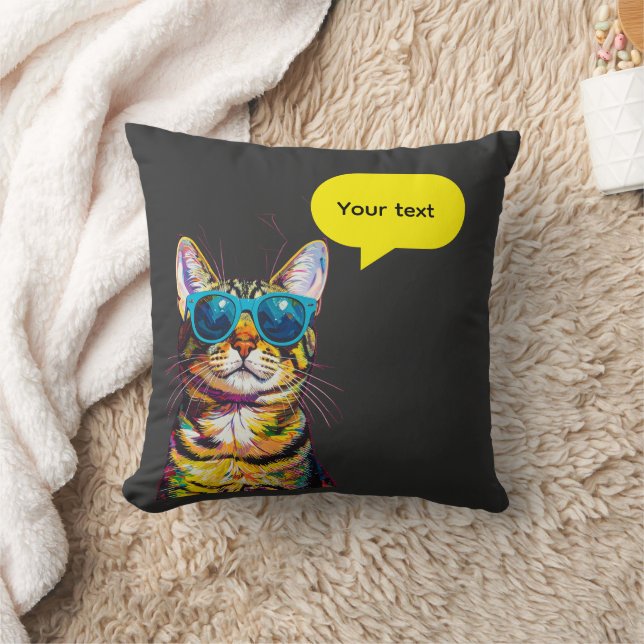 Cat Speech Bubble Funny Design Cushion (Blanket)