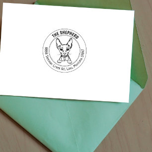 Cat Sphinx Family Return Address  Rubber Stamp
