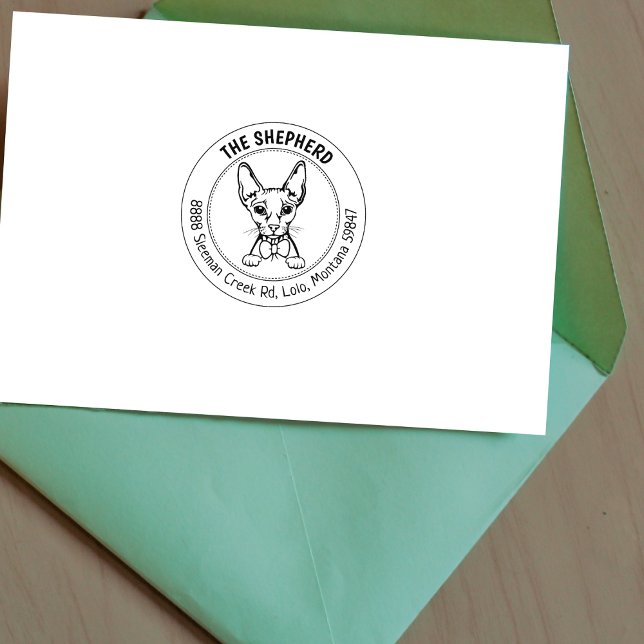 Cat Sphinx Family Return Address  Rubber Stamp (Creator Uploaded)