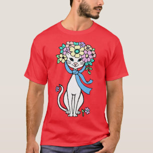 Cat Spring Summer Flowers Springtime Summertime Fl T-Shirt