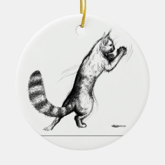 Cat Springing2 Ceramic Tree Decoration