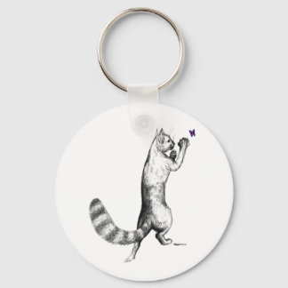 Cat Springing Key Ring
