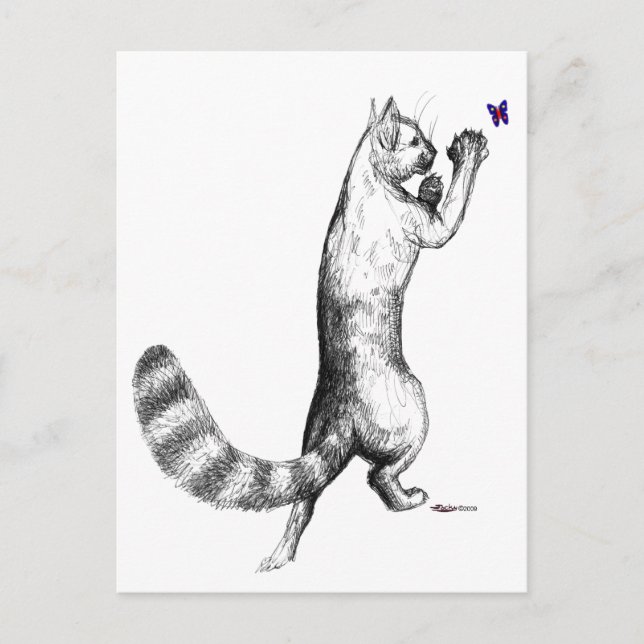Cat Springing Postcard (Front)