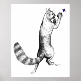 Cat Springing Poster