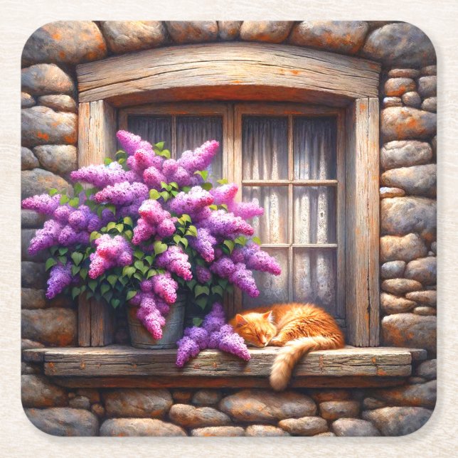 Cat Square Paper Coaster (Front)