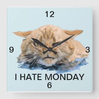 cat square wall clock