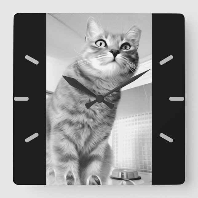 Cat Square Wall Clock (Front)