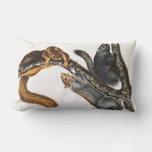 Cat Squirrel (Sciurus cinereus) Illustration Lumbar Cushion