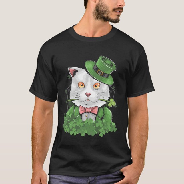 Cat St Patrick s Day Shamrock irish Leprechaun Kit T-Shirt (Front)