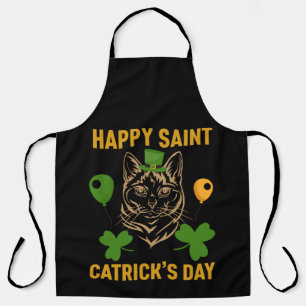 Cat St. Patrick's Day for Cat Lover Apron