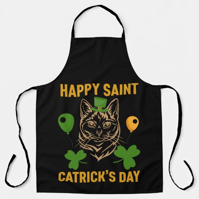 Cat St. Patrick's Day for Cat Lover Apron (Front)