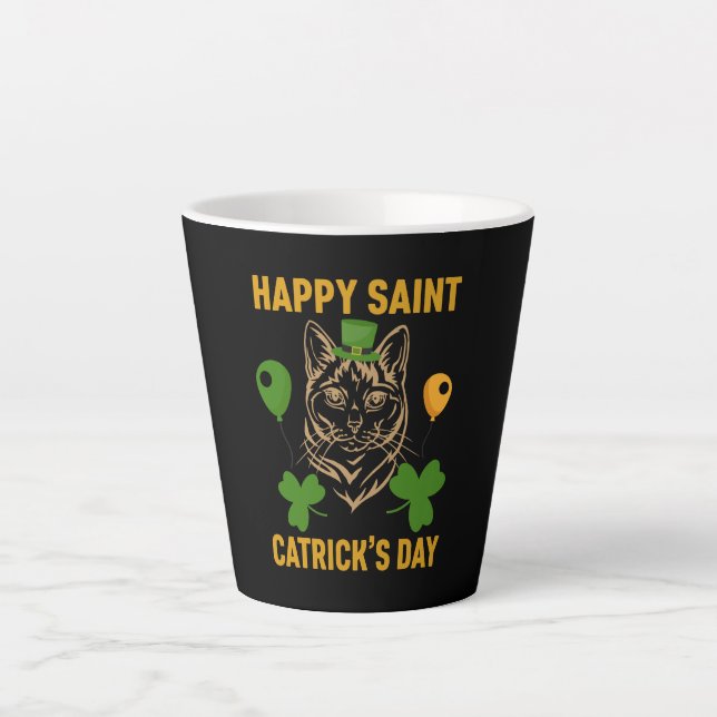 Cat St. Patrick's Day for Cat Lover Latte Mug (Front)