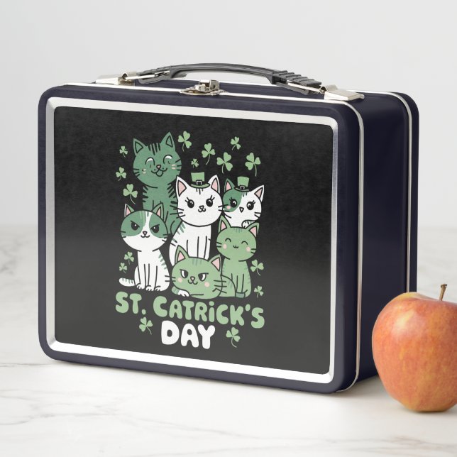 Cat St Patrick's Day Funny Catrick's Day Metal Lunch Box (In Situ)