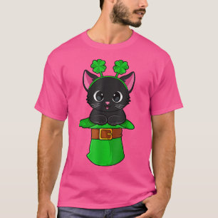 Cat St Patricks Day Leprechaun Shamrock Kitten Gir T-Shirt