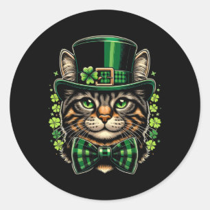 Cat St Patricks Day Men Women Kids Happy St Catric Classic Round Sticker