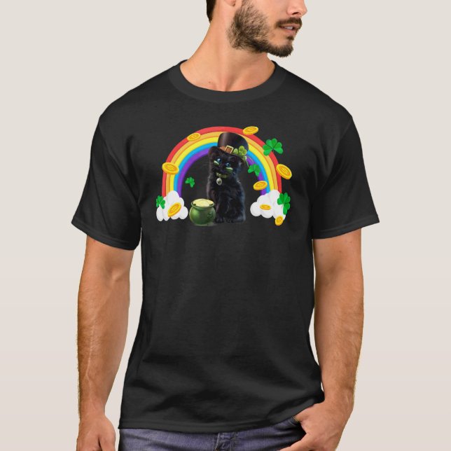 Cat St Patricks Day Rainbow Leprechaun Hat 1 T-Shirt (Front)