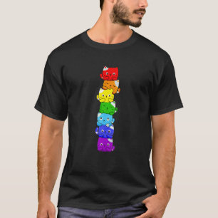 Cat Stack Rainbow Gay Pride Cute Lgb Animal Pet T-Shirt