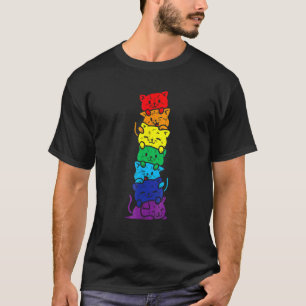 Cat Stack Rainbow Gay Pride Cute Lgbt Animal Pet   T-Shirt