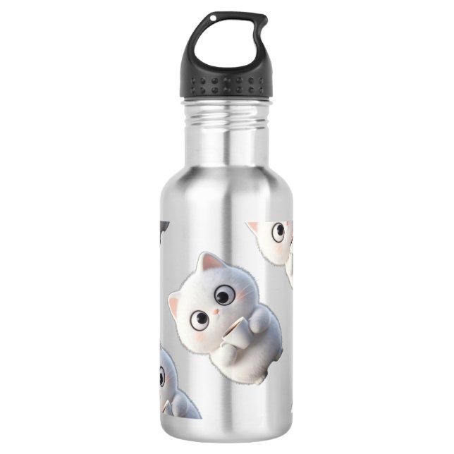 Cat stainless steel water bottle (Front)