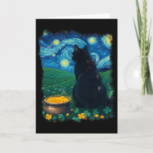 Cat Starry Night St Patricks Day Van Gogh Card